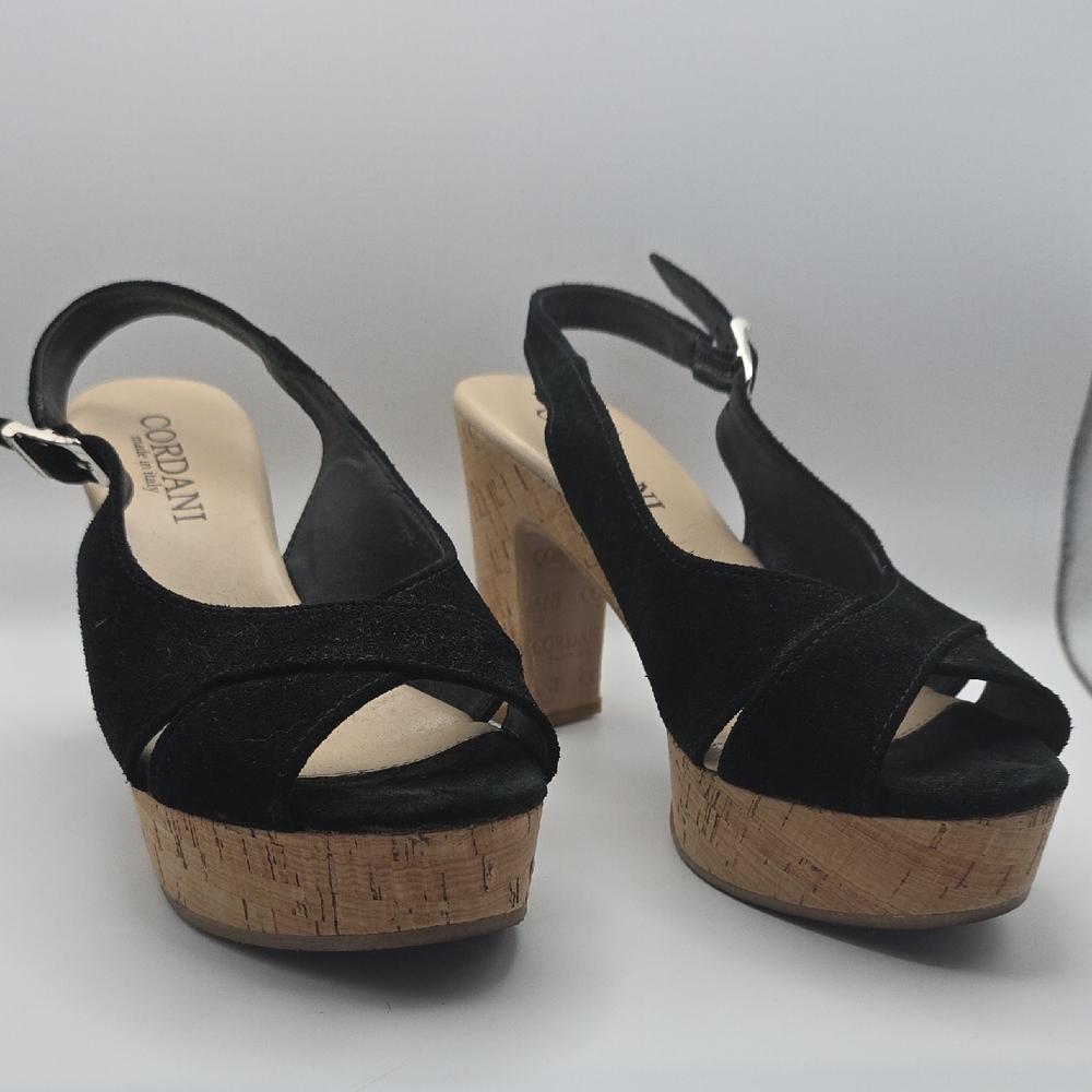 Cordani Black Suede Platform Sandals Size 37